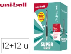 Roller uniball signo broad encre gel pochette de 12 rollers c23 207 umn 207 bleu + 12 recharges umr87 dont 6