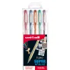 Roller uniball signo broad encre gel ecriture moyenne couleurs assorties metallisee pochette de 5