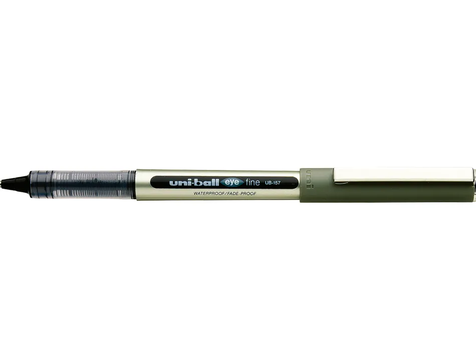 Roller uniball ub-157 eye écriture moyenne 0.5mm double niveau encre liquide visible régulateur débit coloris noir