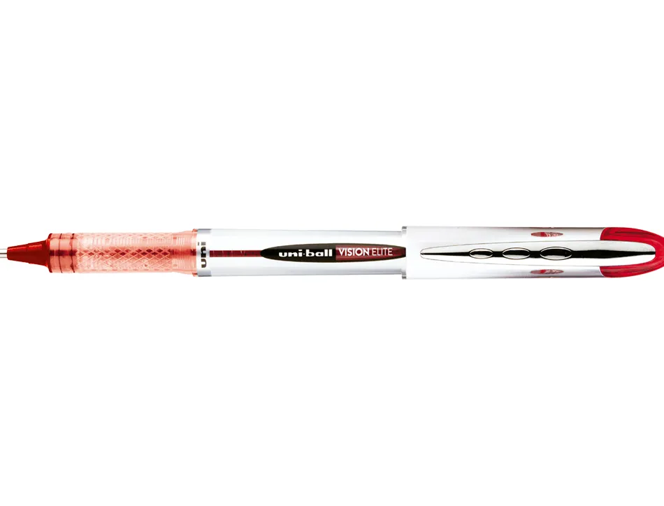 Roller uniball ub-200 vision élite écriture moyenne 0.5mm corps luxe gris encre liquide visible rechargeable rouge