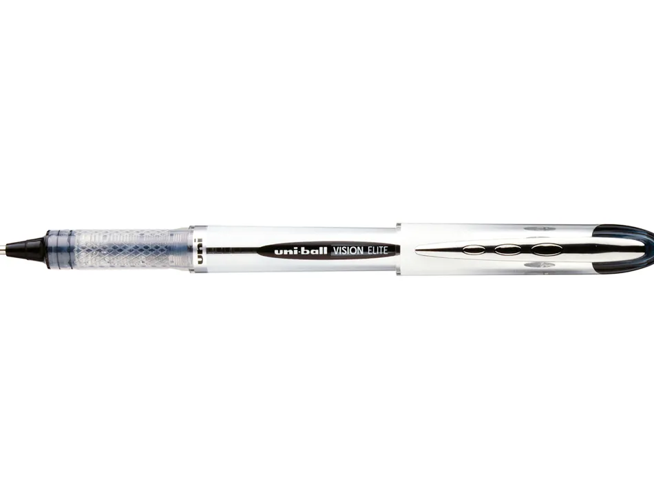Roller uniball ub-200 vision élite écriture moyenne 0.5mm corps luxe gris encre liquide visible rechargeable noir