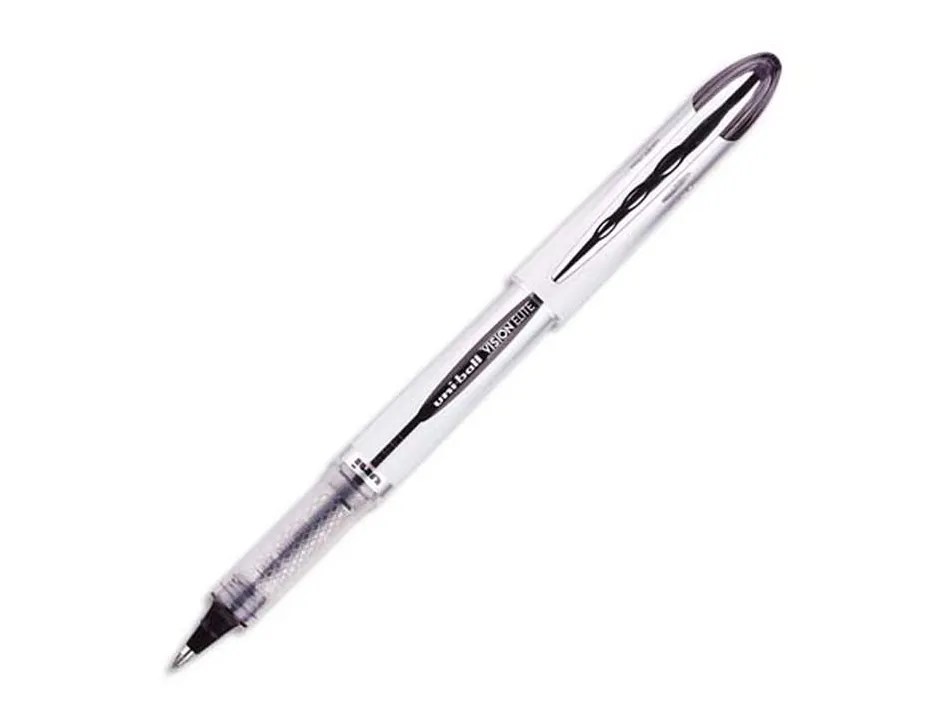 Roller uniball ub-200 vision élite écriture moyenne 0.5mm corps luxe gris encre liquide visible rechargeable noir