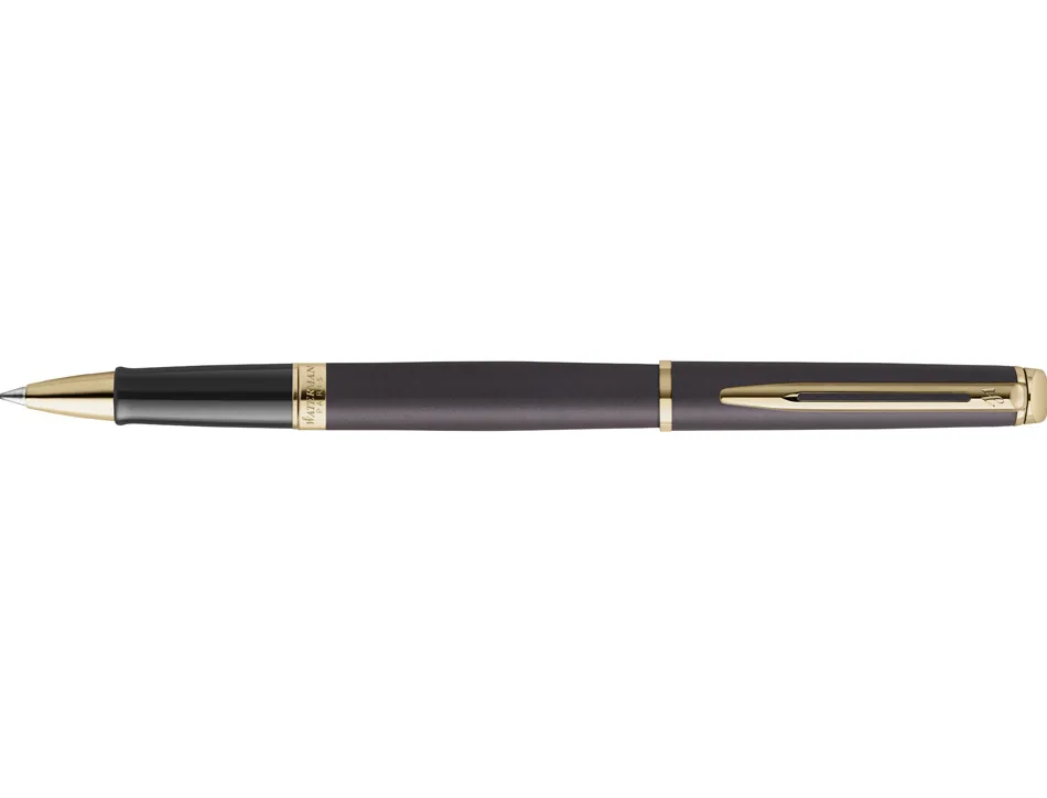 Roller waterman hemisphere metallic capuchon clip pointe fine encre noire coloris noir lave coffret cadeau