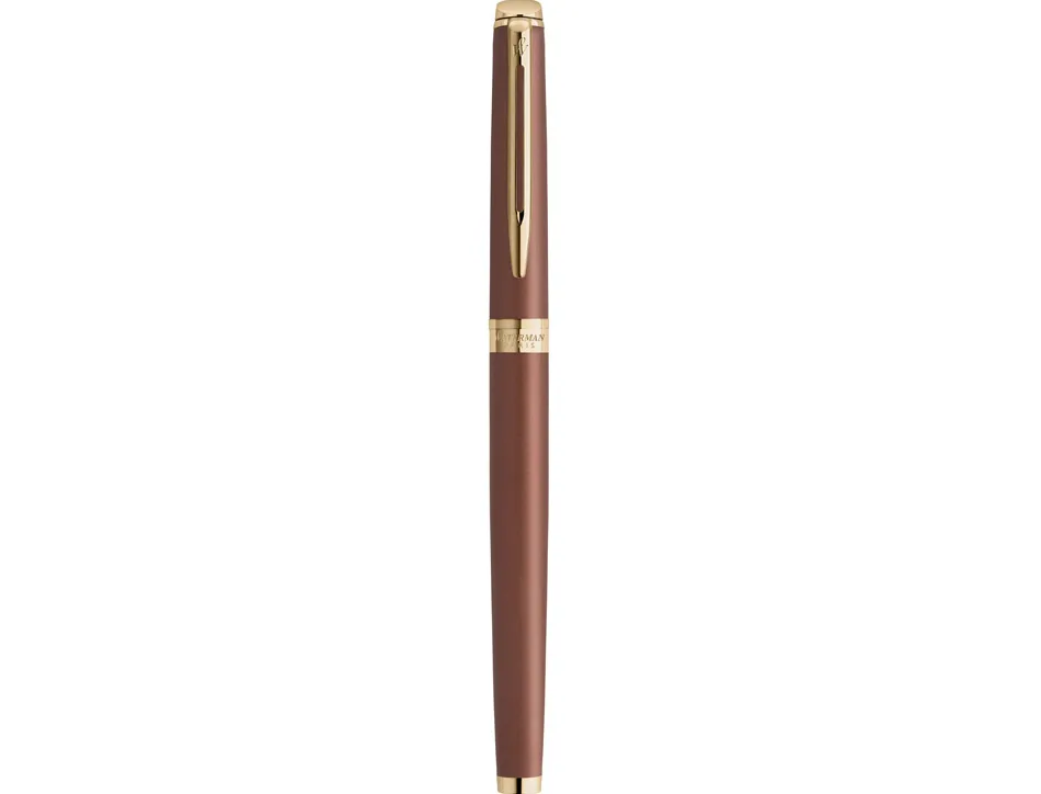 Roller waterman hemisphere metallic capuchon clip pointe fine encre noire coloris rouge cuivre coffret cadeau