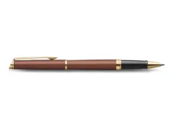 Roller waterman hemisphere metallic capuchon clip pointe fine encre noire coloris rouge cuivre coffret cadeau