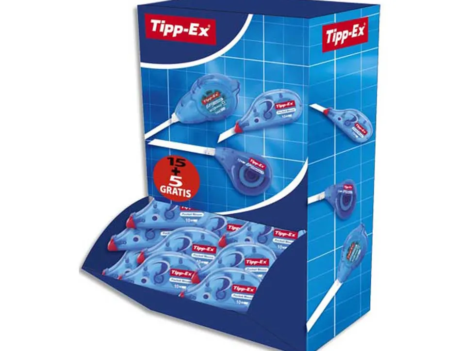 Rollers de correction tipp-ex pocket mouse 4,2 mm x 9 m pack 20 unités