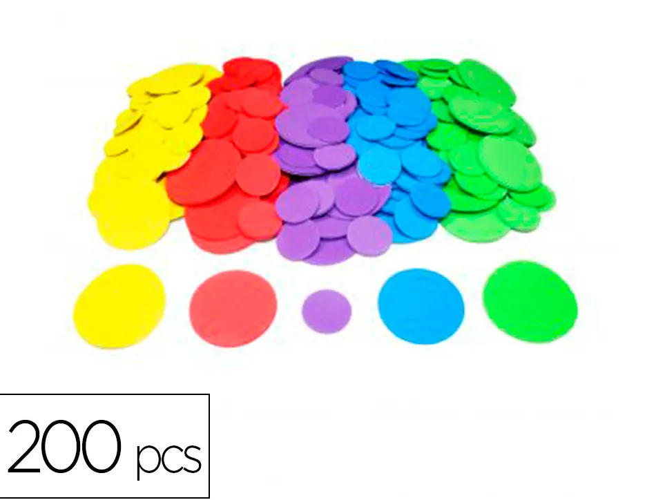 Ronds en mousse eva sodertex adhesive 200 pcs tailles et coloris assortis