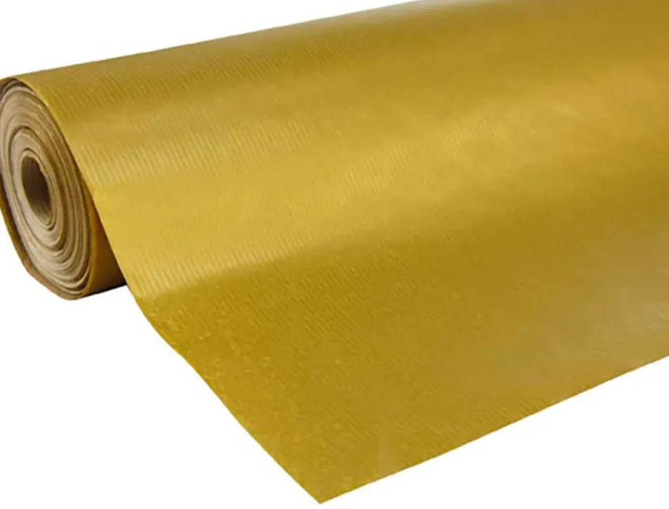Rouleau papier cadeau kraft recycle aux motifs clairefontaine or 250m x 0,70m 60g.