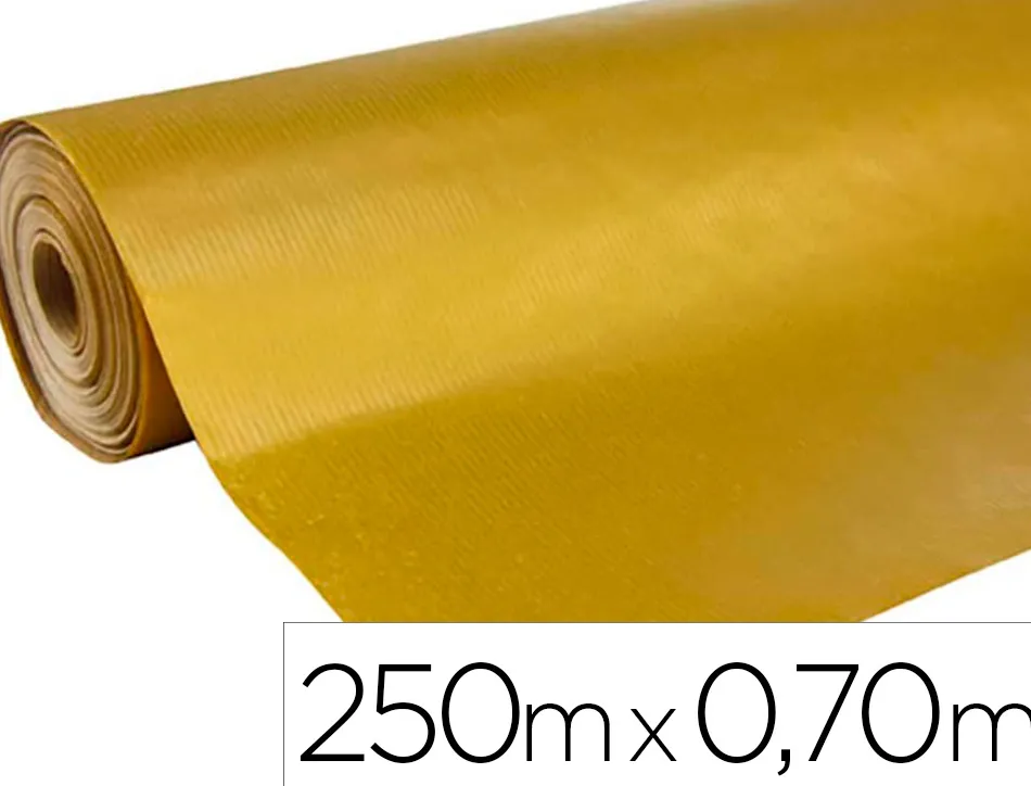Rouleau papier cadeau kraft recycle aux motifs clairefontaine or 250m x 0,70m 60g.