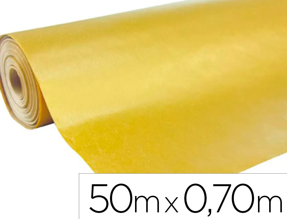 Rouleau papier cadeau kraft verg aux motifs or 50m x 0,70m 60g.