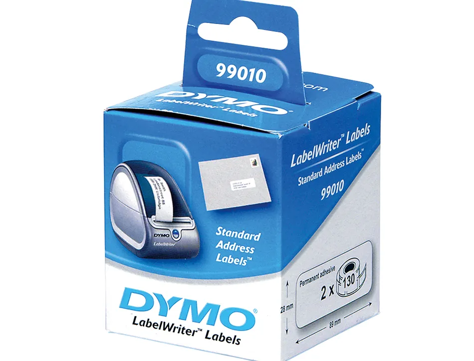 Rouleau étiquettes dymo label writer 28x89mm 130 étiquettes 2 rouleaux support papier