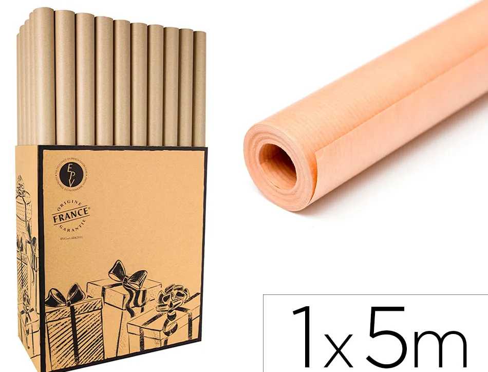 Rouleaux kraft veritable brun 1x5 m recycle 100%