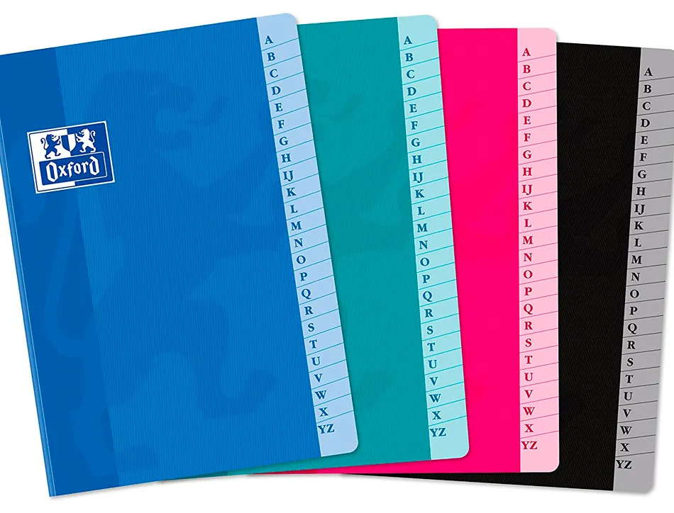 Répertoire oxford brochure souple couverture lavable touches plastifiées 148x210mm 192 pages 90g 5x5mm assortis