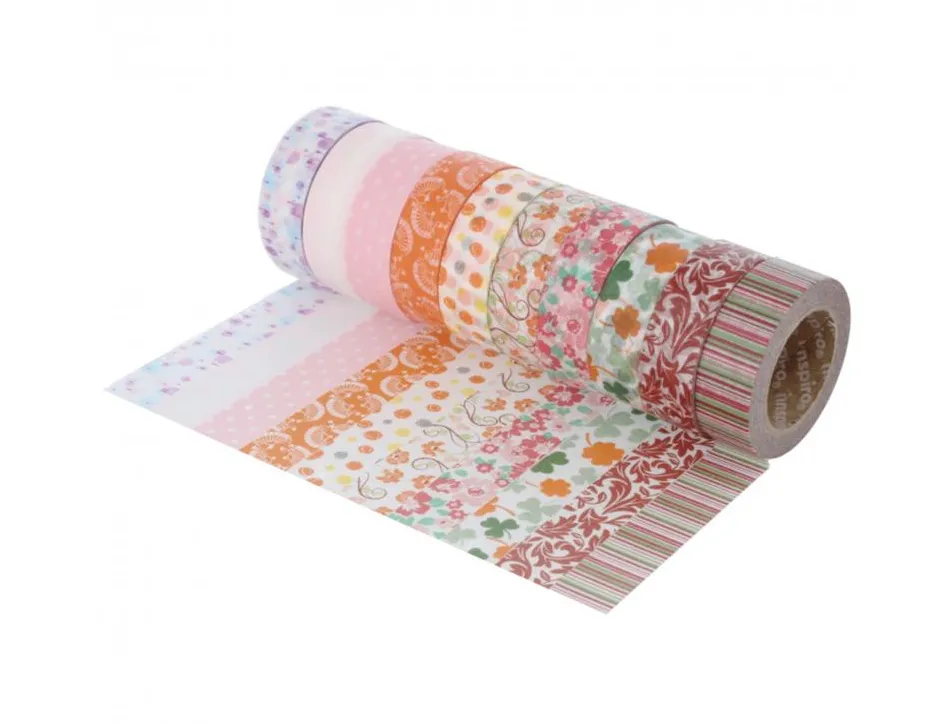 Ruban adhesif innspiro fantaisie decor floral 15mmx10m lot de 10 unites