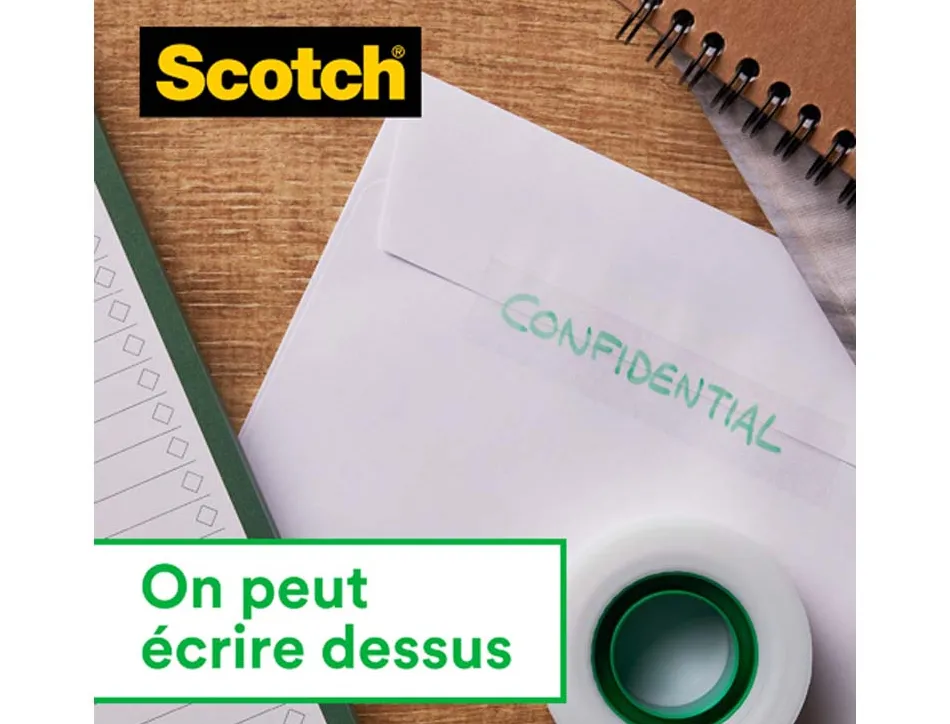 Ruban adhesif magic invisible scotch 19 mm x 15 m avec devidoir