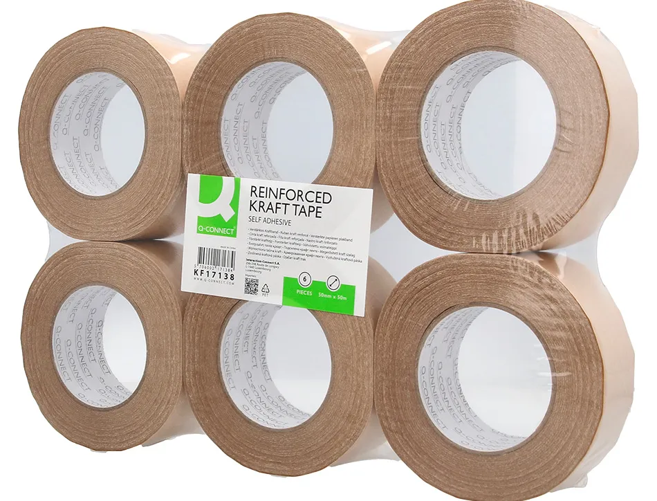 Ruban adhesif q-connect pour emballage kraft renforce 50mx50mm
