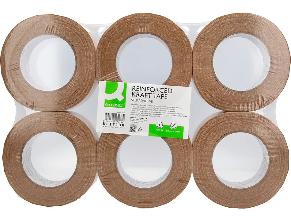 Ruban adhesif q-connect pour emballage kraft renforce 50mx50mm