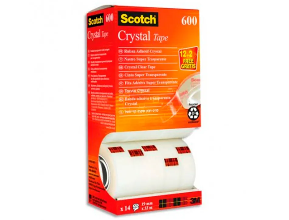 Ruban adhesif scotch cristal multipack de 14 rouleau 19mm x 33