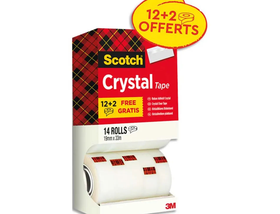 Ruban adhesif scotch cristal multipack de 14 rouleau 19mm x 33