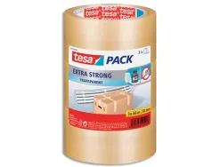 Ruban adhesif tesa pvc silencieux epaisseur 52 microns jusqu'a 25kg 50mmx66m coloris transparent lot 3 rouleaux