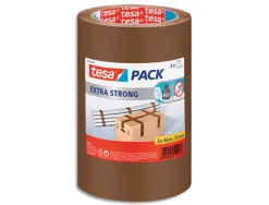 Ruban adhesif tesa pvc silencieux epaisseur 52 microns jusqu'a 25kg 50mmx66m coloris havane lot 3 rouleaux