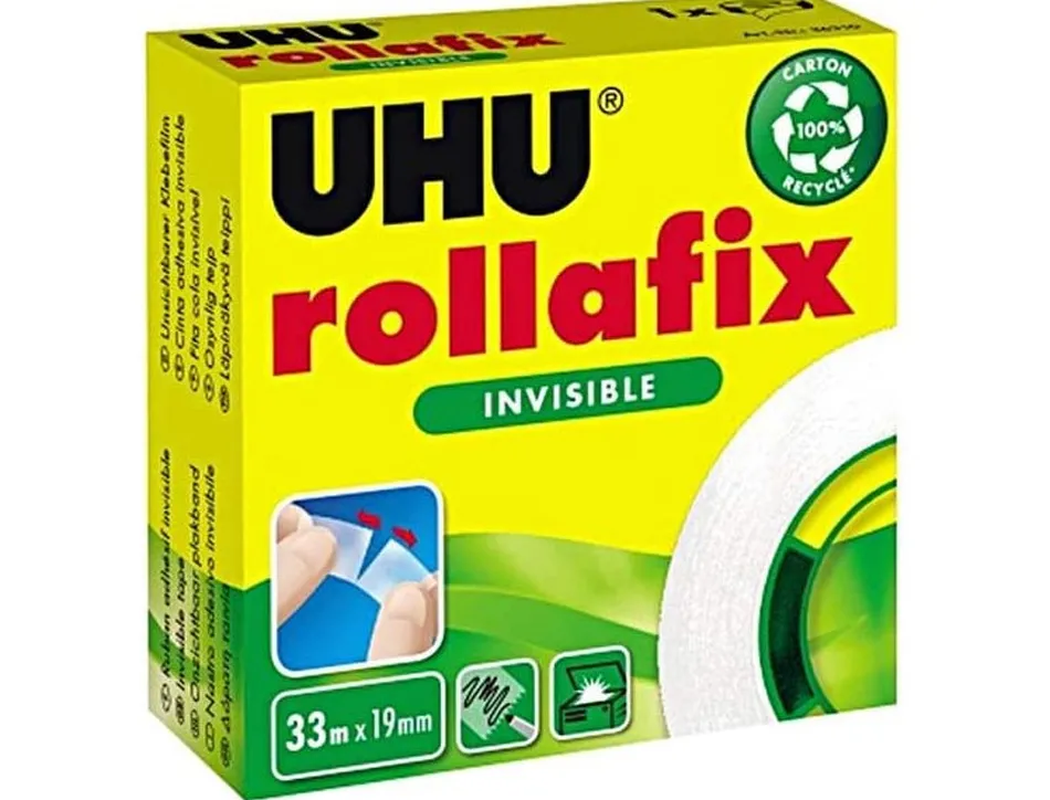 Ruban adhesif uhu rollafix invisible 19mmx33m