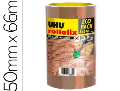 Ruban adhesif uhu rollafix brun 3x66mx50mm lot de 3u