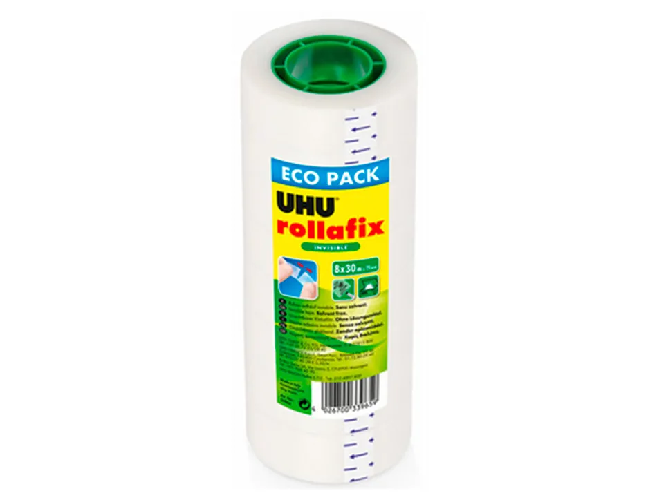 Ruban adhesif uhu rollafix invisible lot de 8 rouleaux 30m x 19mm
