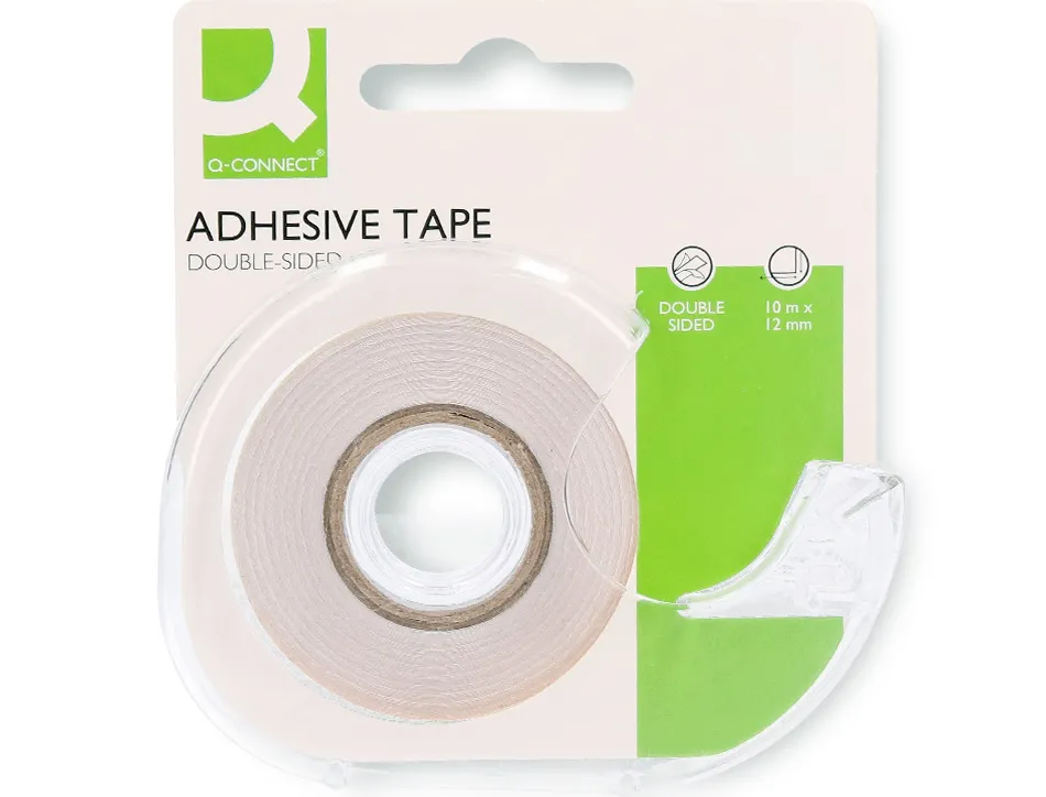 Ruban adhésif q-connect double face 10mx12mm avec dévidoir