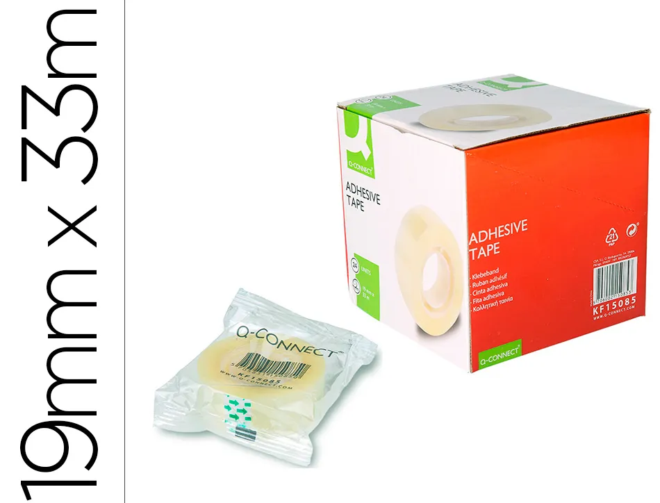Ruban adhésif q-connect 33mx19mm sachet cellophane