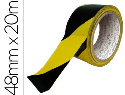 Ruban adhésif q-connect sécurisé ruban signalisation résistant 48mmx20m coloris noir/jaune