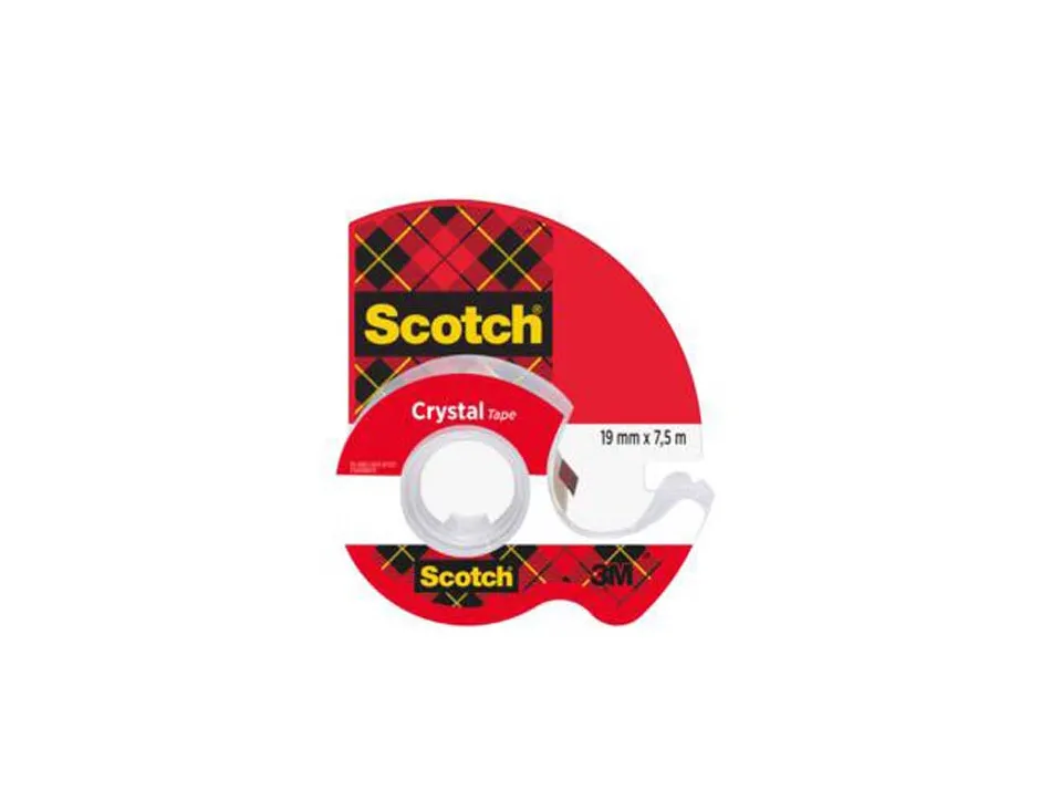 Ruban adhésif scotch crystal transparent dévidoir carte 19mmx7.5m