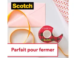 Ruban adhésif scotch crystal transparent dévidoir carte 19mmx7.5m