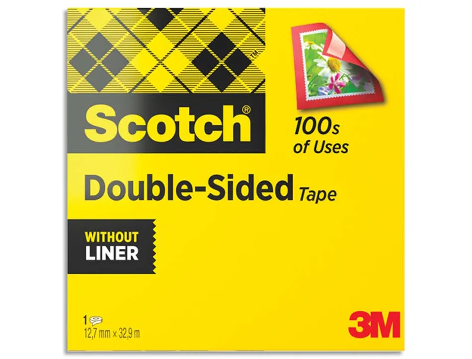 Ruban adhésif scotch double face 665 sans intercalaire 12mmx33m