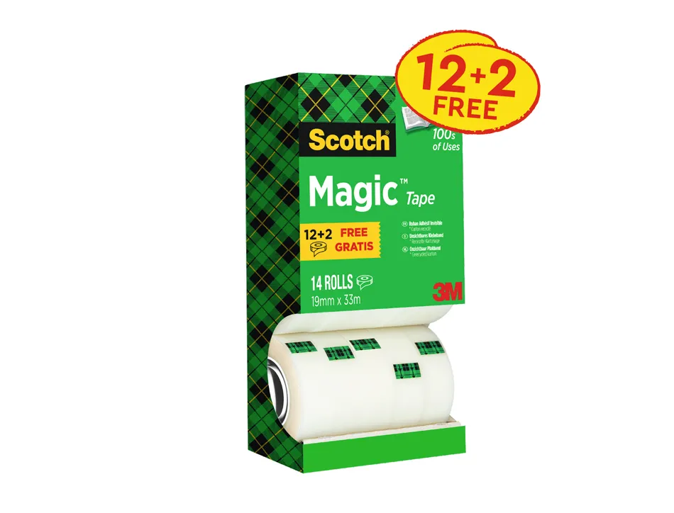 Ruban adhésif scotch magic 81019m mx33m tour 14 rouleaux dont 4 gratuits