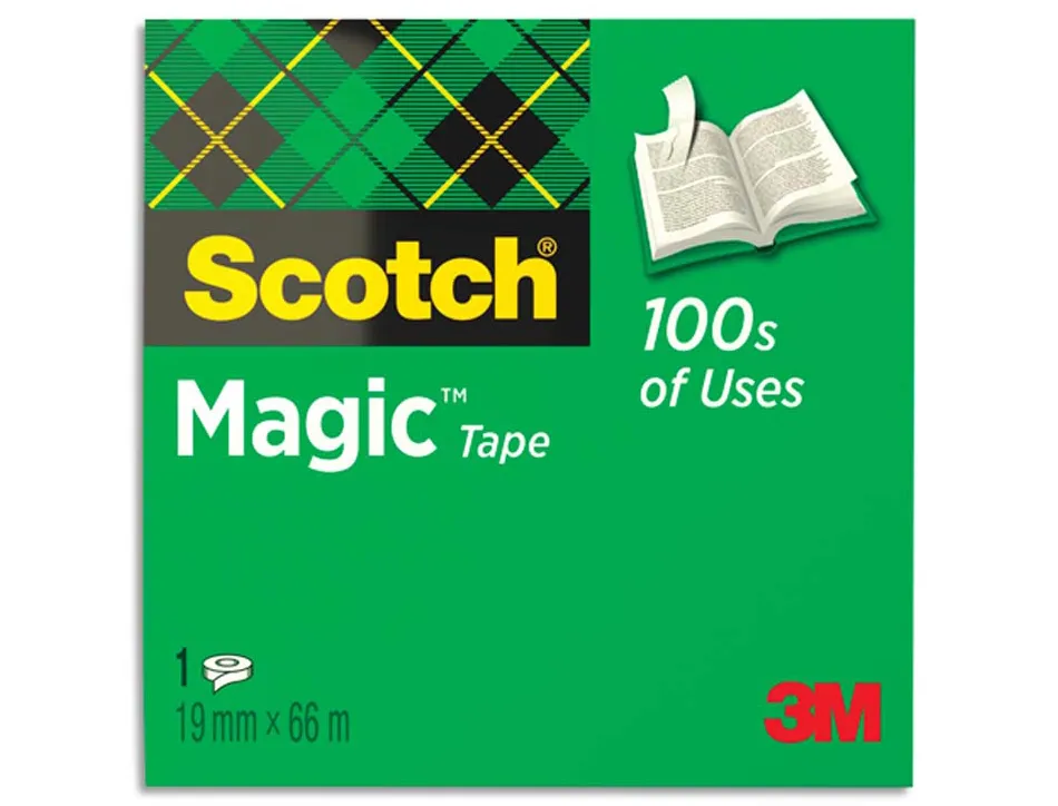 Ruban adhésif scotch magic 810 permet écrire invisible 19mmx66m boîte individuelle