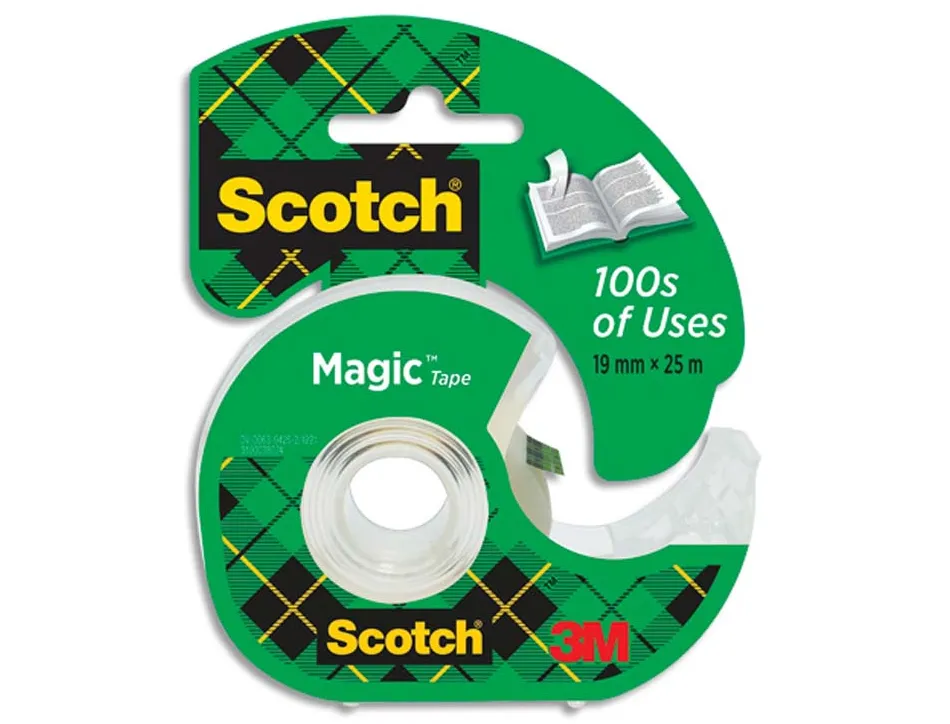 Ruban adhésif scotch magic 810 permet écrire invisible 19mmx33m boîte individuelle