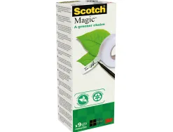 Ruban adhésif scotch magic green invisible recyclé 19mmx33m tour 9 rouleaux