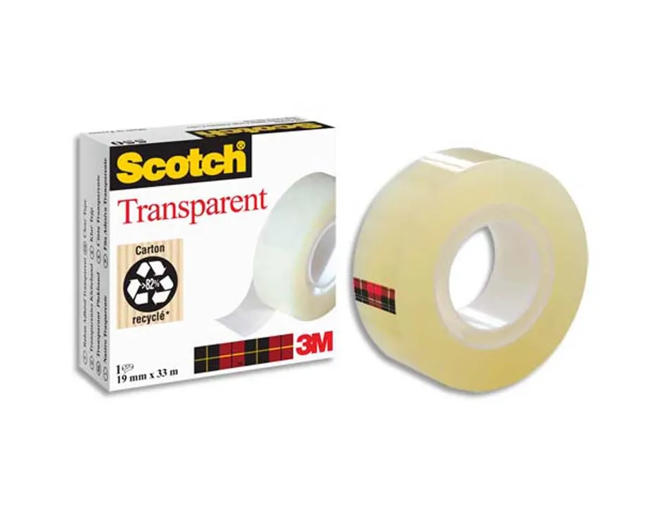 Ruban adhésif scotch transparent résistant 19mmx33m sachet