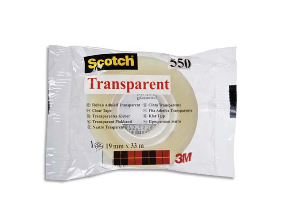 Ruban adhésif scotch transparent résistant 19mmx33m sachet