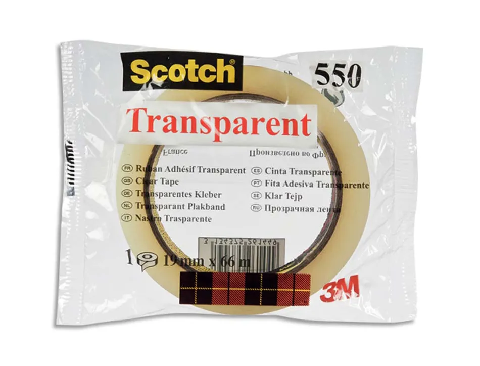 Ruban adhésif scotch transparent résistant 19mmx66m sachet