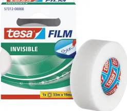 Ruban adhésif tesa invisible résistant polypropylène écriture stylo-plume encre gel 19mmx33m boîte individuelle