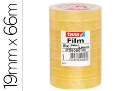 Ruban adhésif tesa polypropylène déroulement silencieux 19mmx66m tour 8 rouleaux