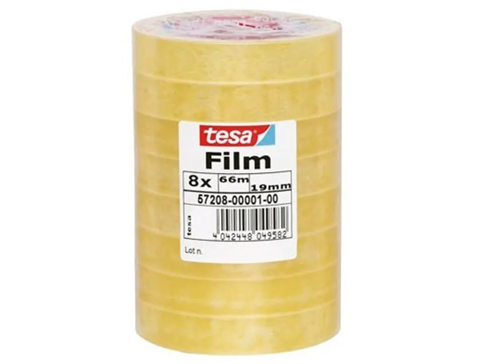 Ruban adhésif tesa polypropylène déroulement silencieux 19mmx66m tour 8 rouleaux