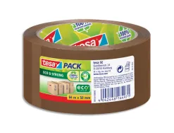 Ruban adhésif tesapack eco&strong emballage polypropylène très solide 100% plastique recyclé 50mmx66m havane
