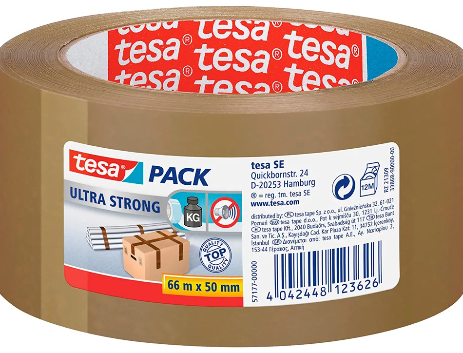 Ruban adhésif tesapack strong emballage polypropylène solide résistant déchirement silencieux 50mmx66m havane
