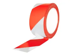 Ruban balisage q-connect non adhesif tres resistant 75mmx300m coloris rouge/blanc