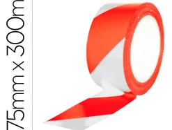 Ruban balisage q-connect non adhesif tres resistant 75mmx300m coloris rouge/blanc