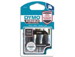 Ruban dymo d1 polyester adhésif permanent 12mmx3m blanc/noir