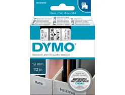 Ruban dymo d1 polyester adhésif permanent 12mmx5.5m noir/blanc